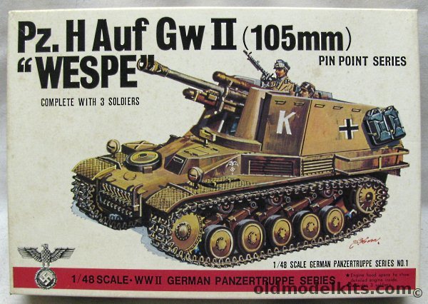 Bandai 1/48 Panzer H 18/2 Auf Gw II (105mm) WESPE Sd.Kfz.124, 8221-250 plastic model kit